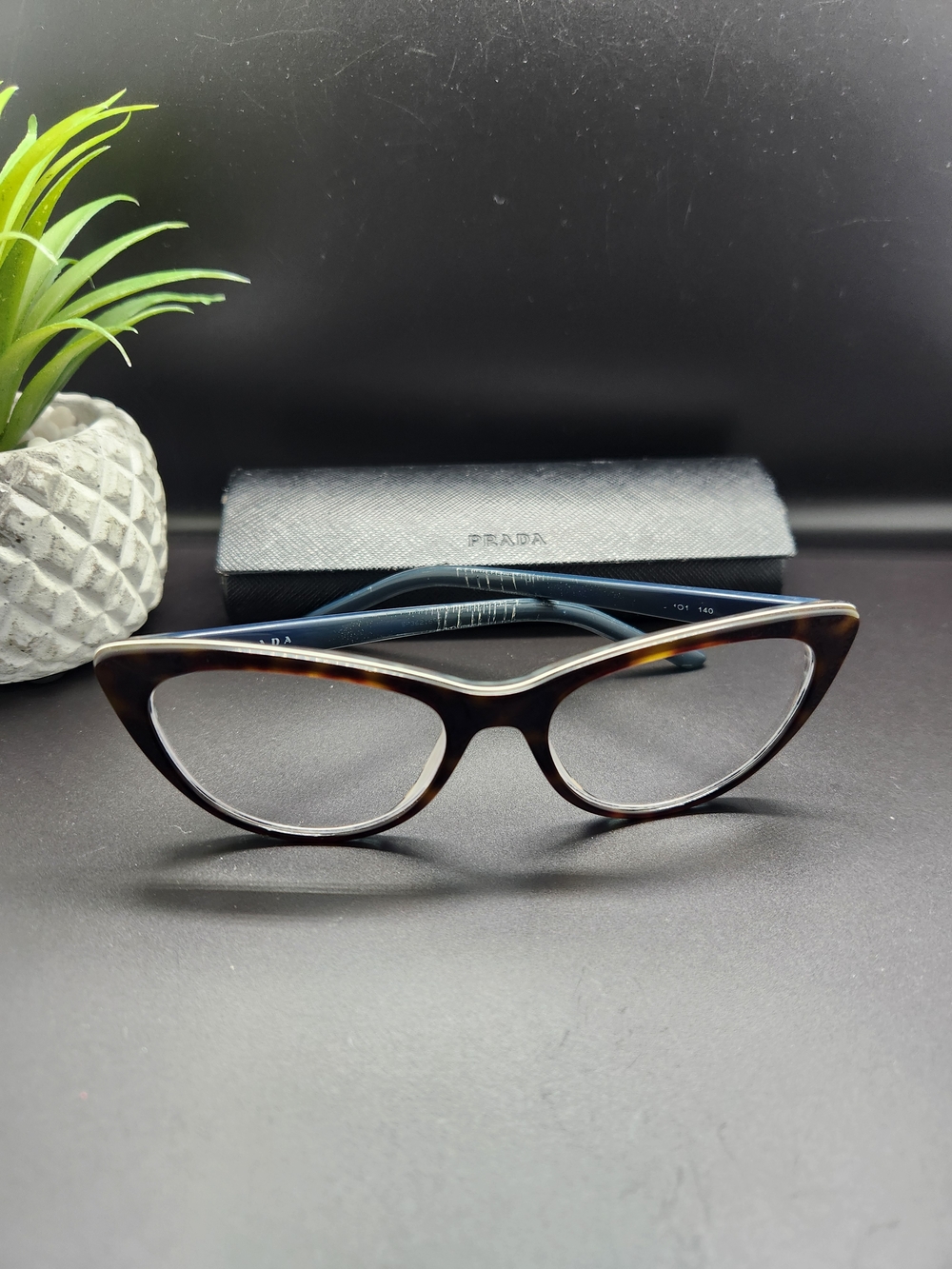Prada Tortoiseshell Cat-Eye Frames with Blue Temples - Picture 7 of 7